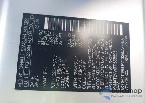 2015 Nissan Rogue S из США, поврежденный, VIN KNMAT2MV6FP568895